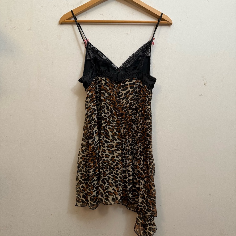 Rampage Leopard Print Babydoll Slip Dress with Black Lace S - Picture 6 of 7
